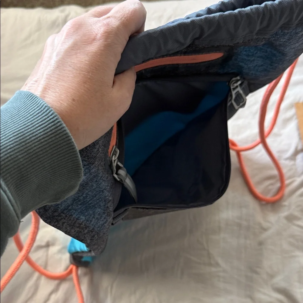 adidas Heather Gray & Teal Drawstring Gym Sack with Coral Accents - Picture 2 of 5